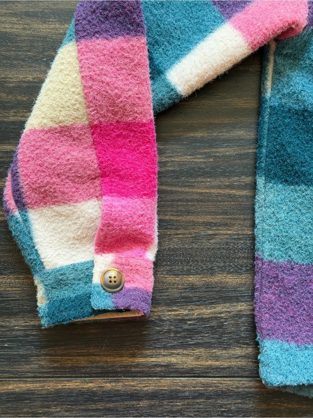 DSG Colorblock Plaid Shacket in Pink, Teal, Green, Cream, Purple, Girls M